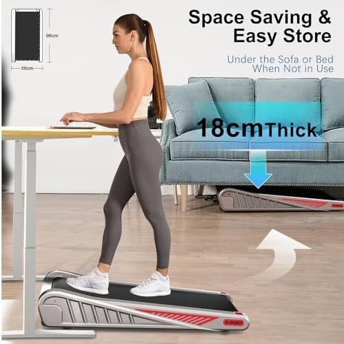 Under Desk Walking Treadmill 2.5HP Incline 1-6KM/H Compact Home Office