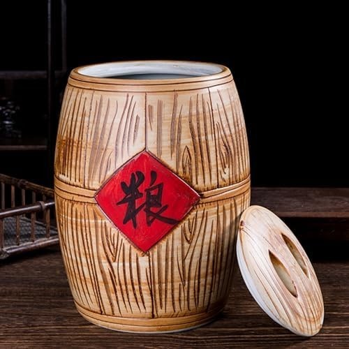 Ceramic Rice Storage Container with Lid Sealed Grain Dispenser Jar