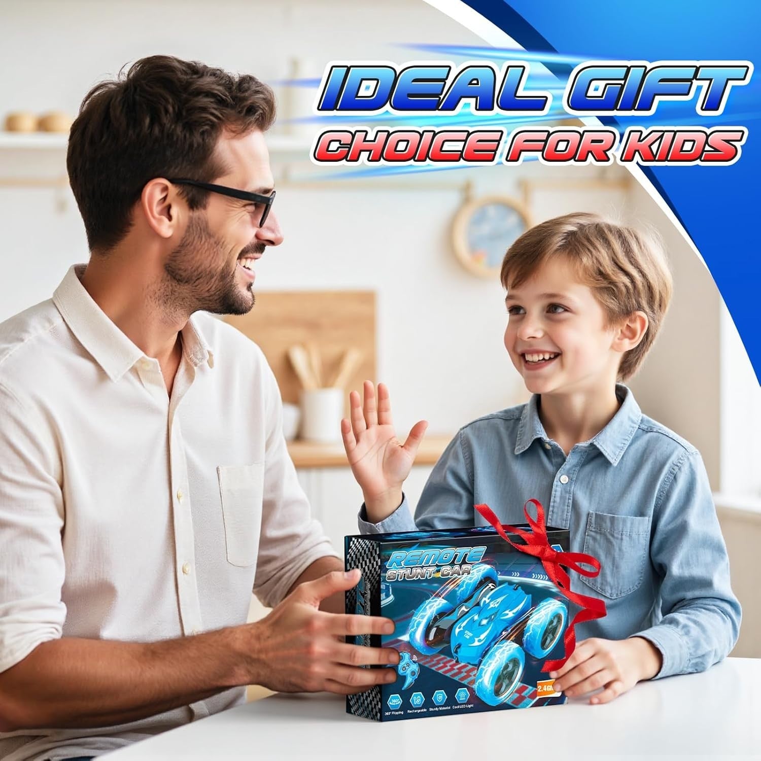 360° Flip RC Stunt Car 4WD LED Lights USB Rechargeable Toy for Boys Age 3–9
