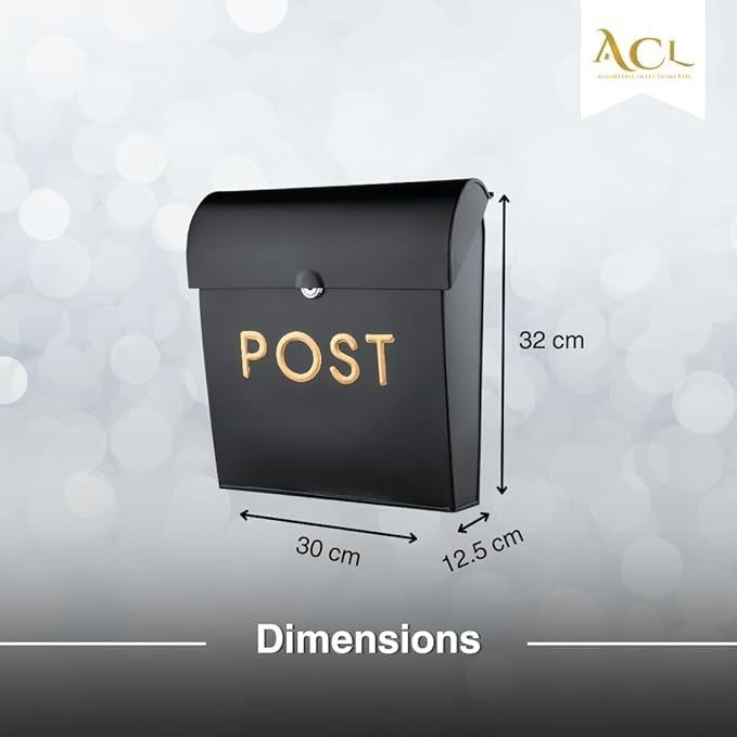 Lockable Wall Mounted Post Box Black Aluminium Mailbox | Secure & Stylish