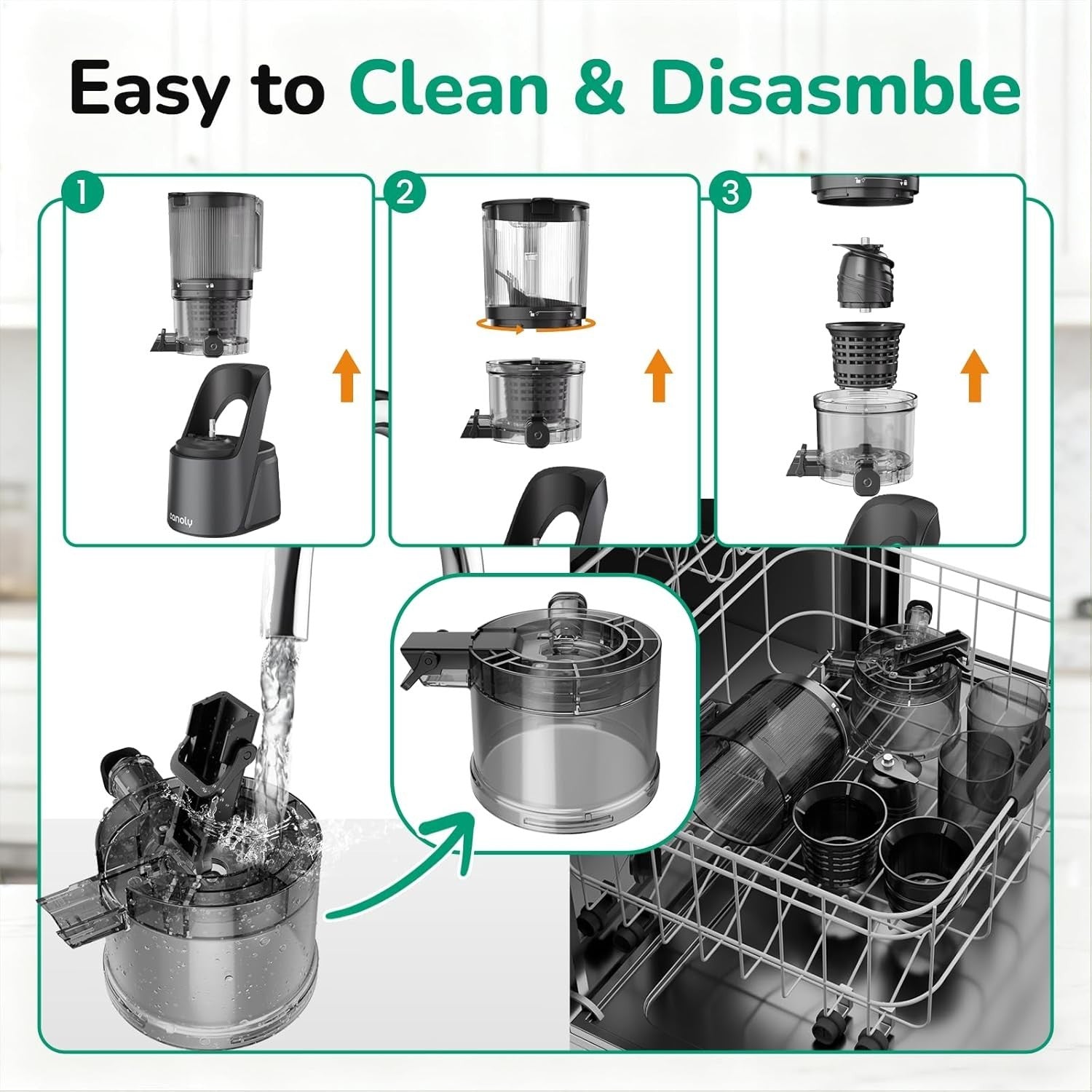 Cold Press Juicer 150mm Wide Feed Opening 3 in 1 Brushless Motor
