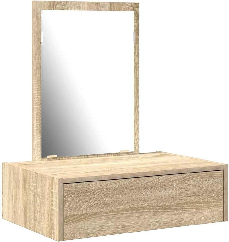 Modern Floating Vanity Makeup Desk Drawer Storage Wall Mounted Sonoma Oak
