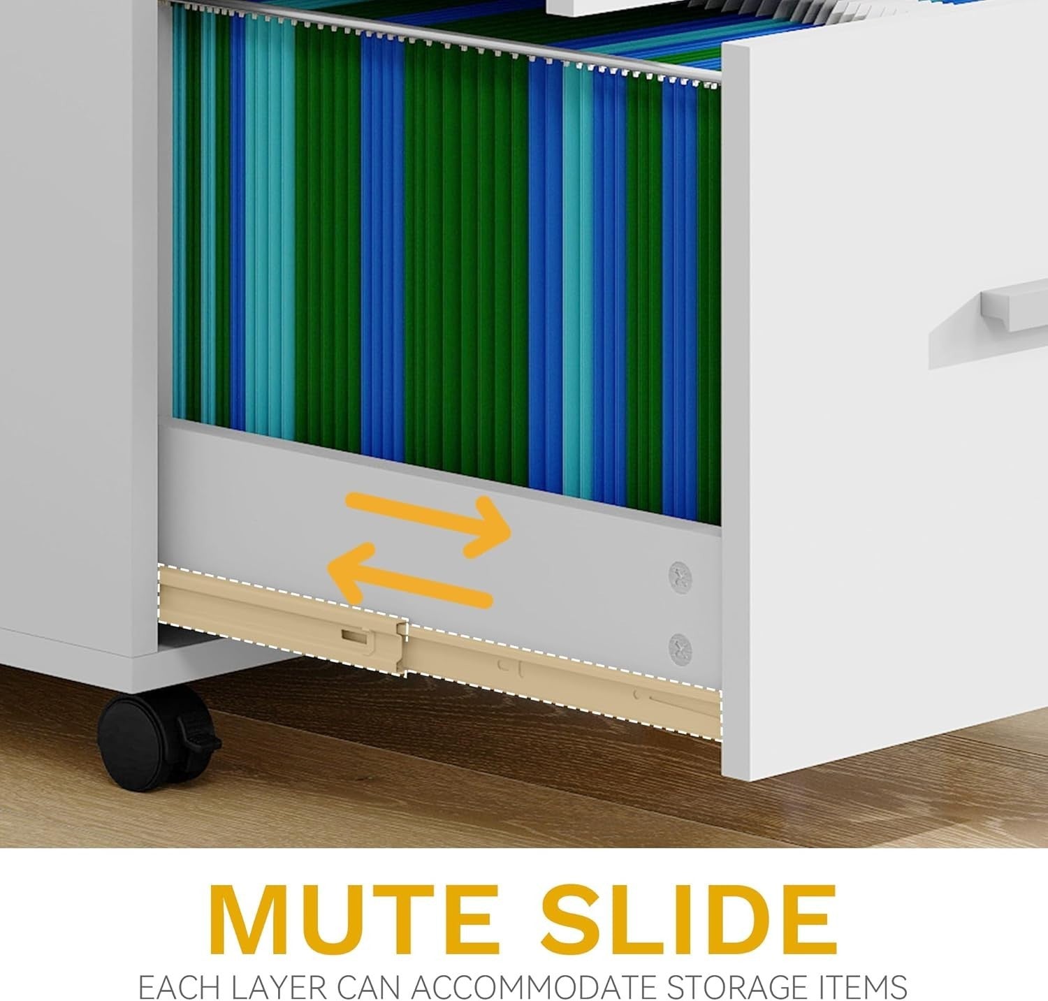 Compact Rolling Drawer Cabinet 4 Tier Under Desk File Storage Unit