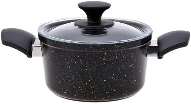 7pcs Black Biogranite Non Stick Induction Cookware Set with Lids, PFOA Free