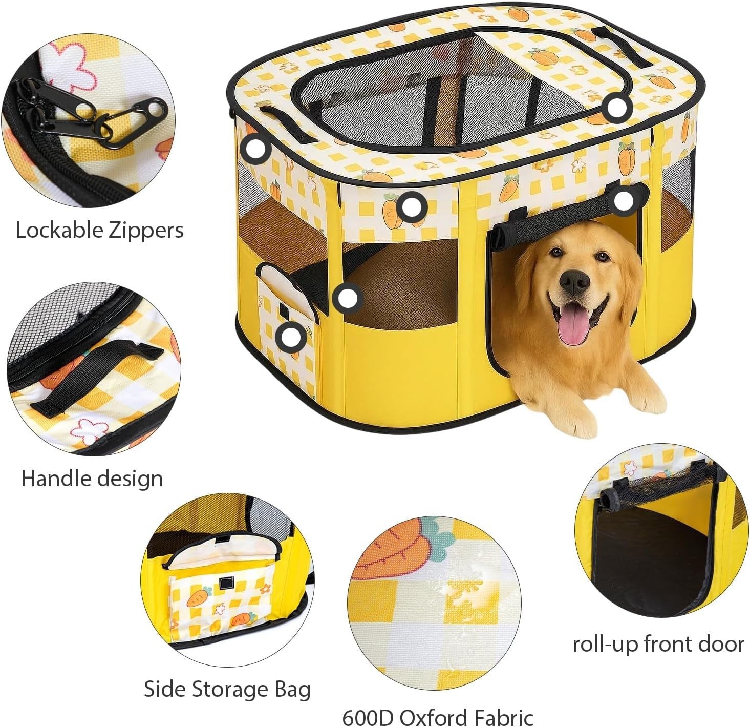 Foldable Pet Playpen Portable Small Dog Cat Crate Indoor Outdoor Travel Cage