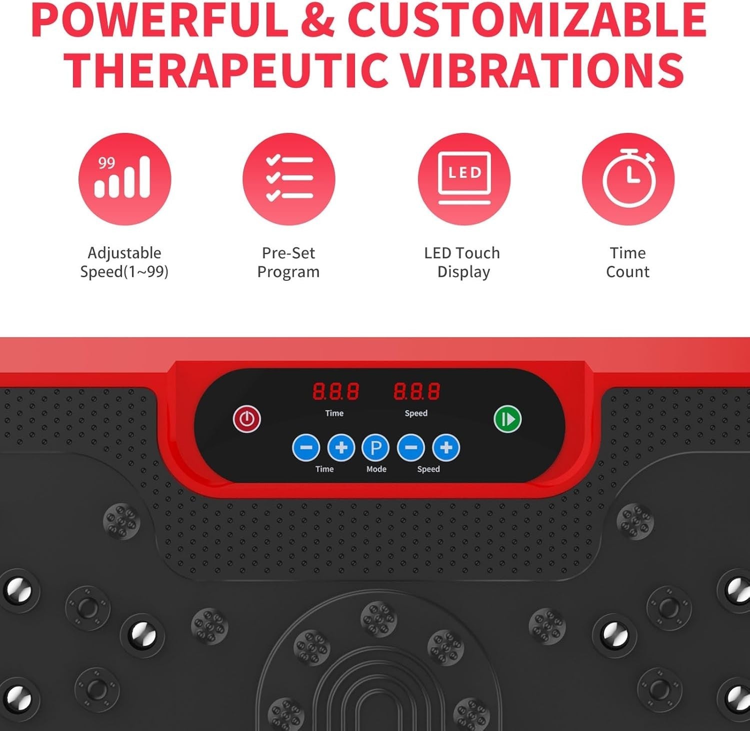 Red Vibration Plate Exercise Machine Full Body Weight Loss 99 Speeds
