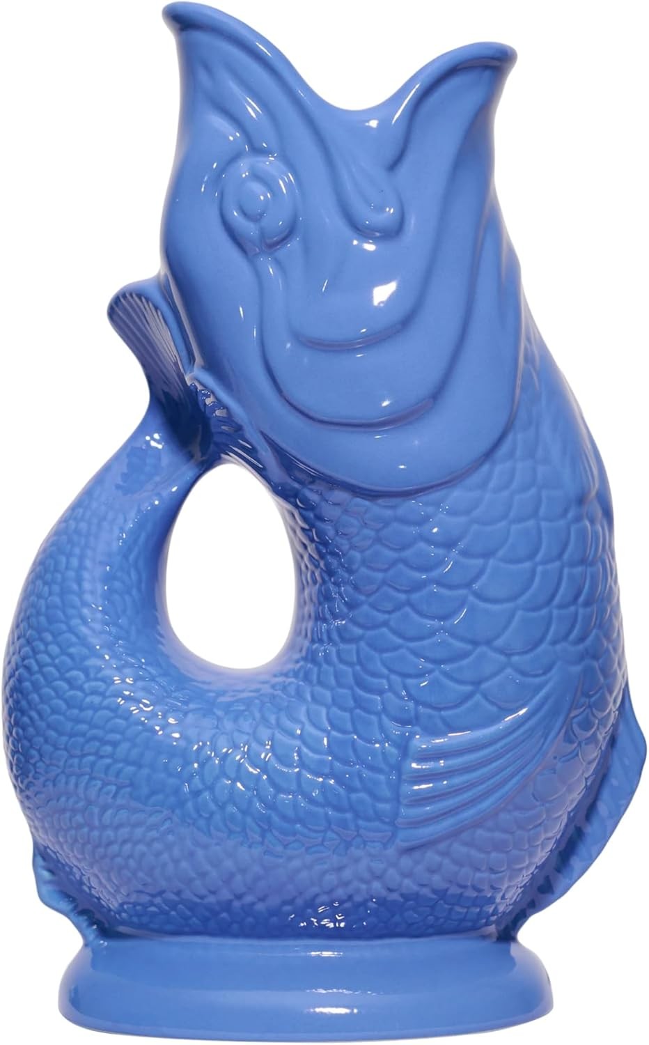 Sea Blue Gluggle Jug XL 1.4L – Ceramic Fish Pitcher, Water & Wine Decanter