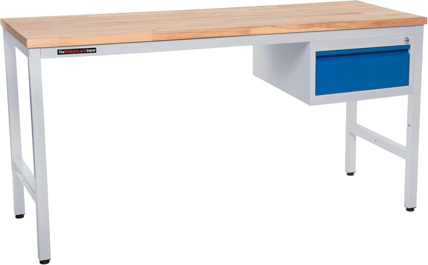Heavy Duty Metal Workbench 150kg with 30mm Wood Top Steel Frame 1600mm Grey