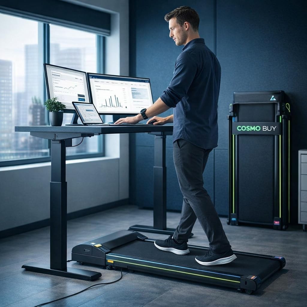 Under Desk Walking Treadmill Foldable Quiet Home Gym 1-10Km/H LED Display