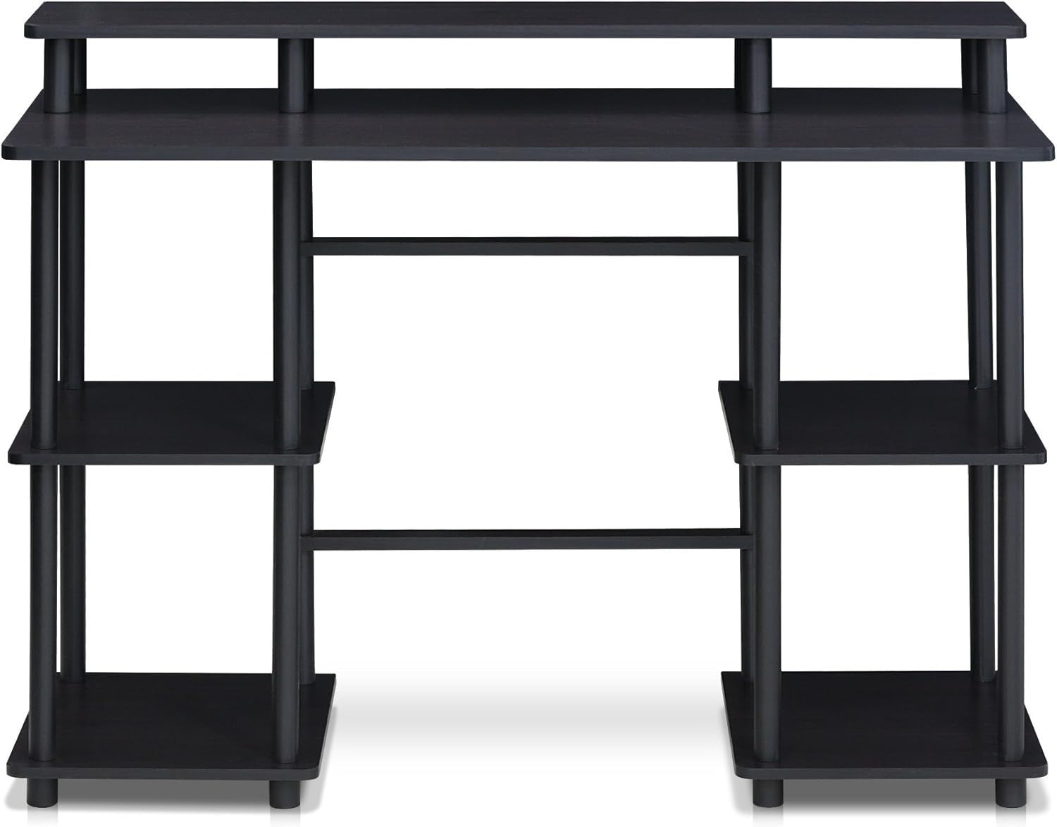 Modern Computer Desk with Shelves, Compact Espresso Office Table 113x48x86cm