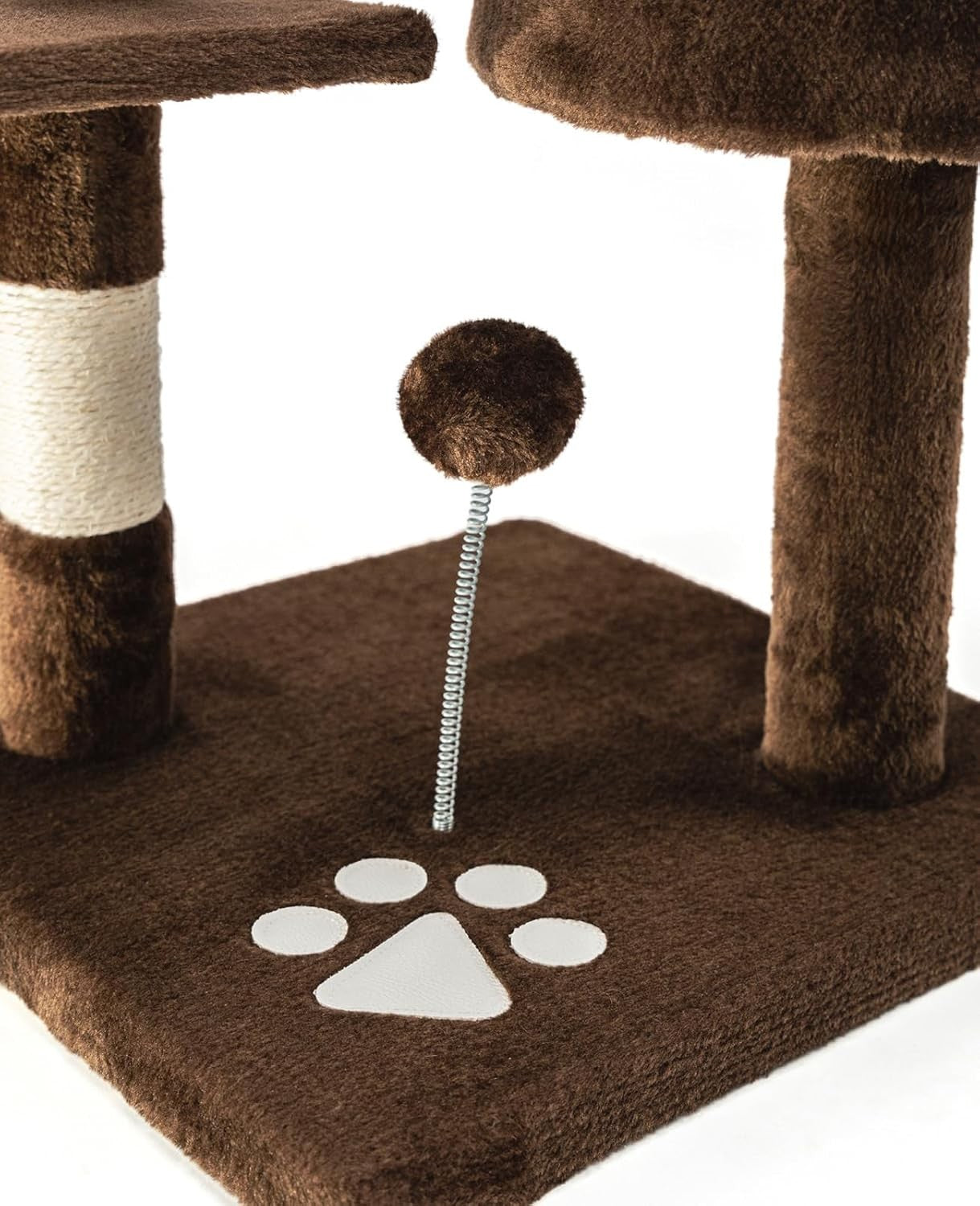Cat Tree Scratching Post 112cm with Condo Sisal Rope Brown Tower