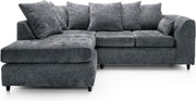 L Shaped Corner Sofa Dark Grey Chenille – 5 Seater Couch w/ Cushions & Support