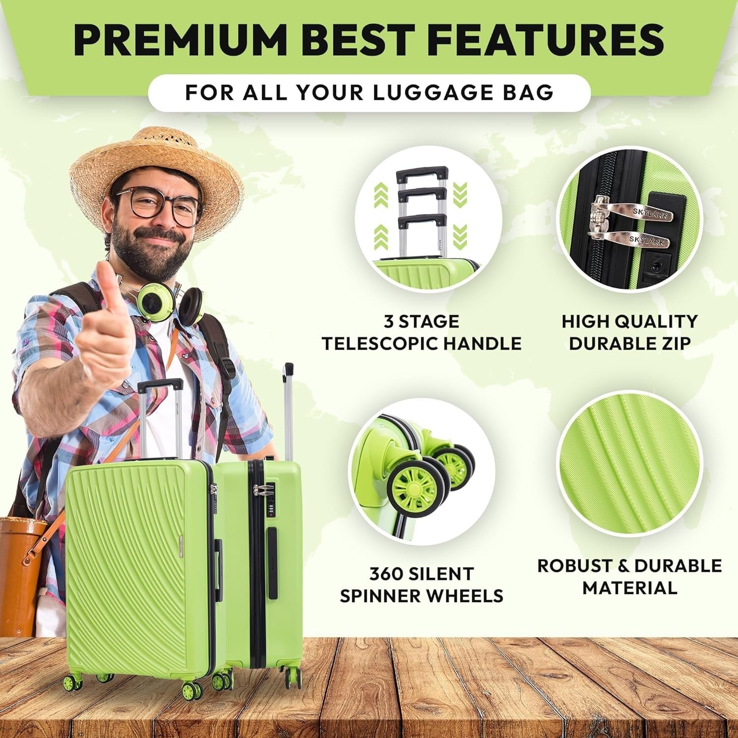 24 Inch Medium Travel Suitcase ABS Hard Shell Lightweight 4 Wheel Spinner