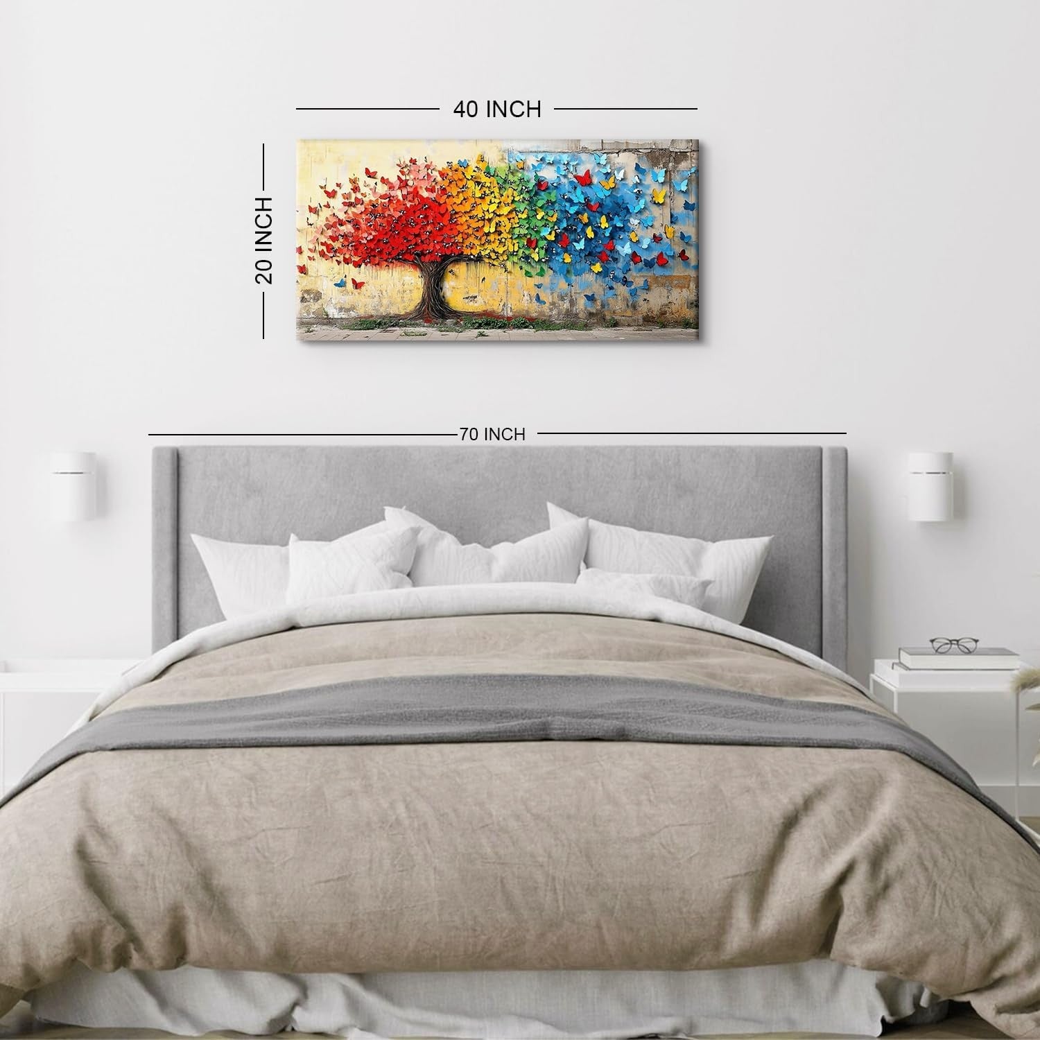 Large Colorful Tree of Life Canvas Wall Art 20x40