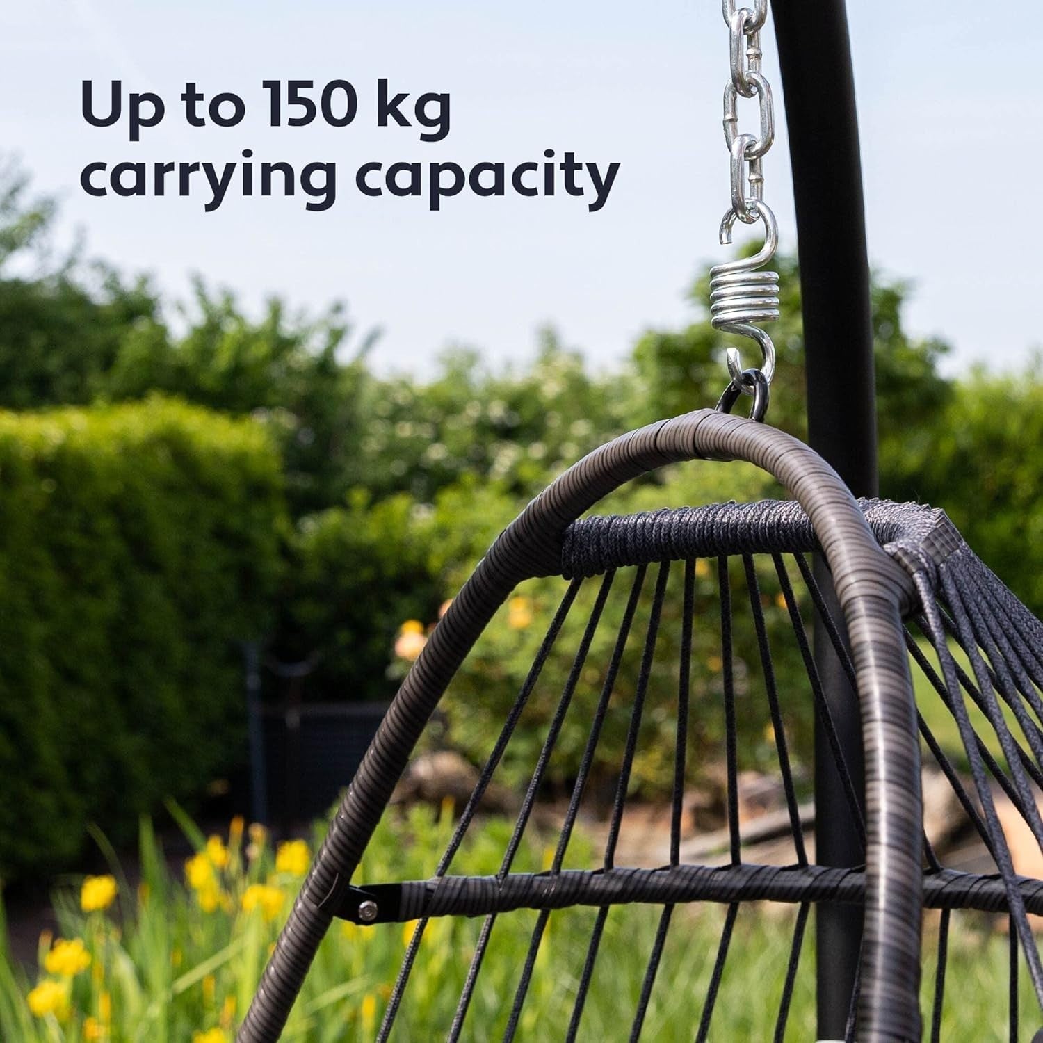 Foldable Hanging Egg Chair with Cushion for Indoor Outdoor Relaxation 150kg