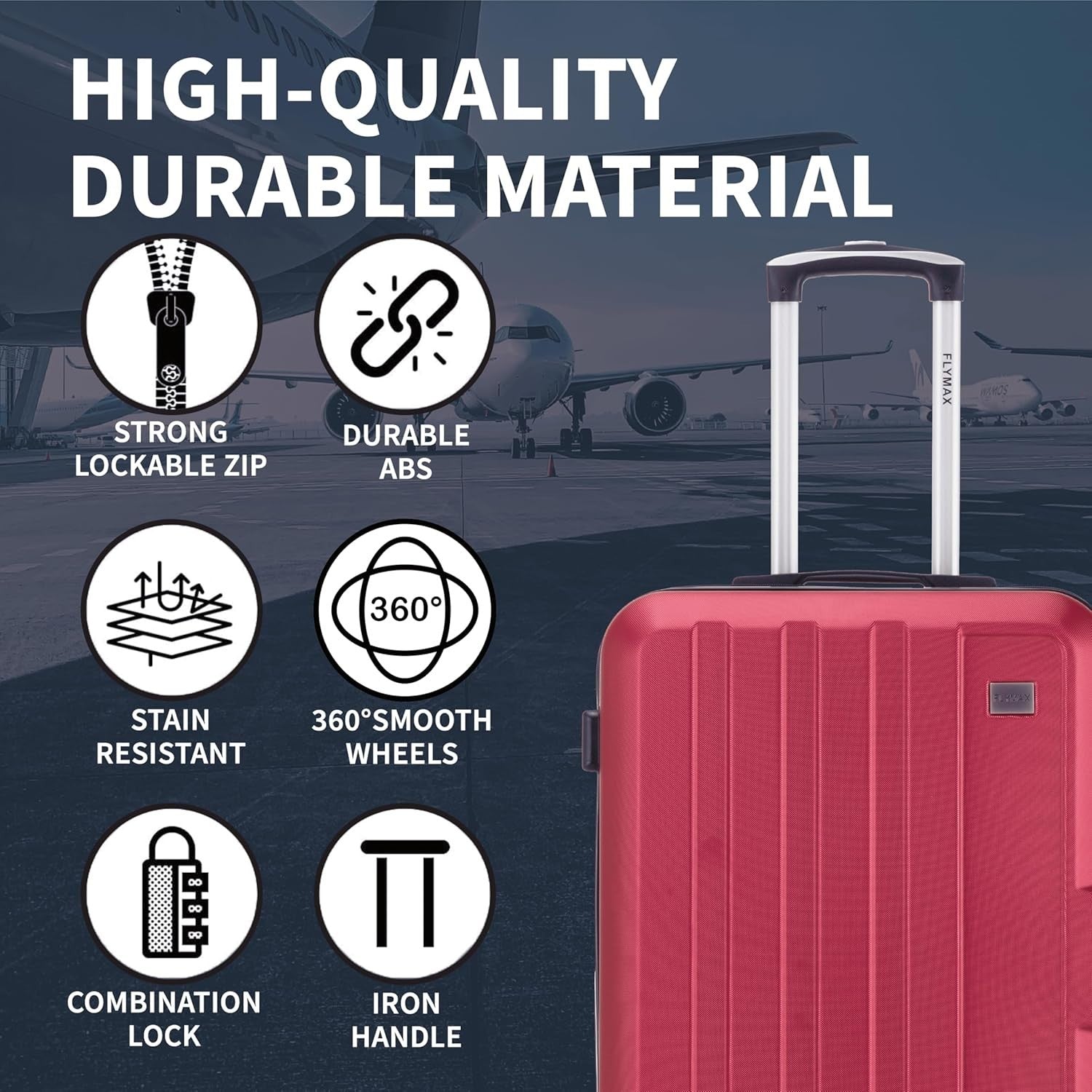 Medium Check In Travel Case 24 Inch ABS Hard Shell 4 Wheel Spinner 68L