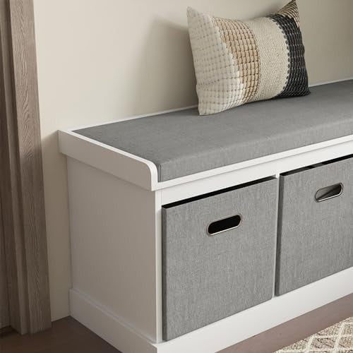 White 3-Drawer Shoe Storage Bench with Cushion Seat – Modern 105cm Hallway