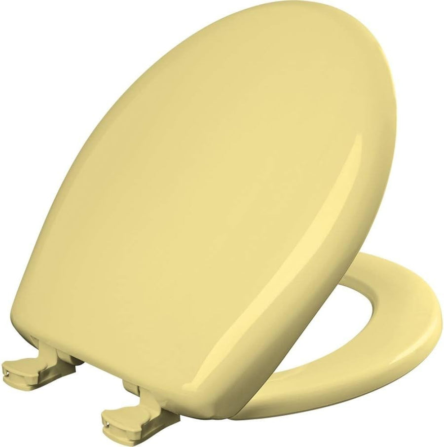Round Toilet Seat Yellow Soft Close Easy Remove Durable Plastic