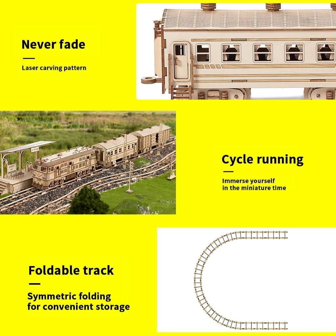 Large 1460PCS 3D Wooden Train Puzzle Kit – Mechanical Model, DIY Gift