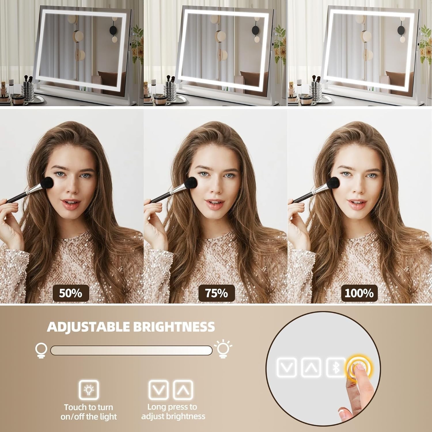 Hollywood Vanity Mirror LED Bluetooth Speaker USB Wall/Table Mount
