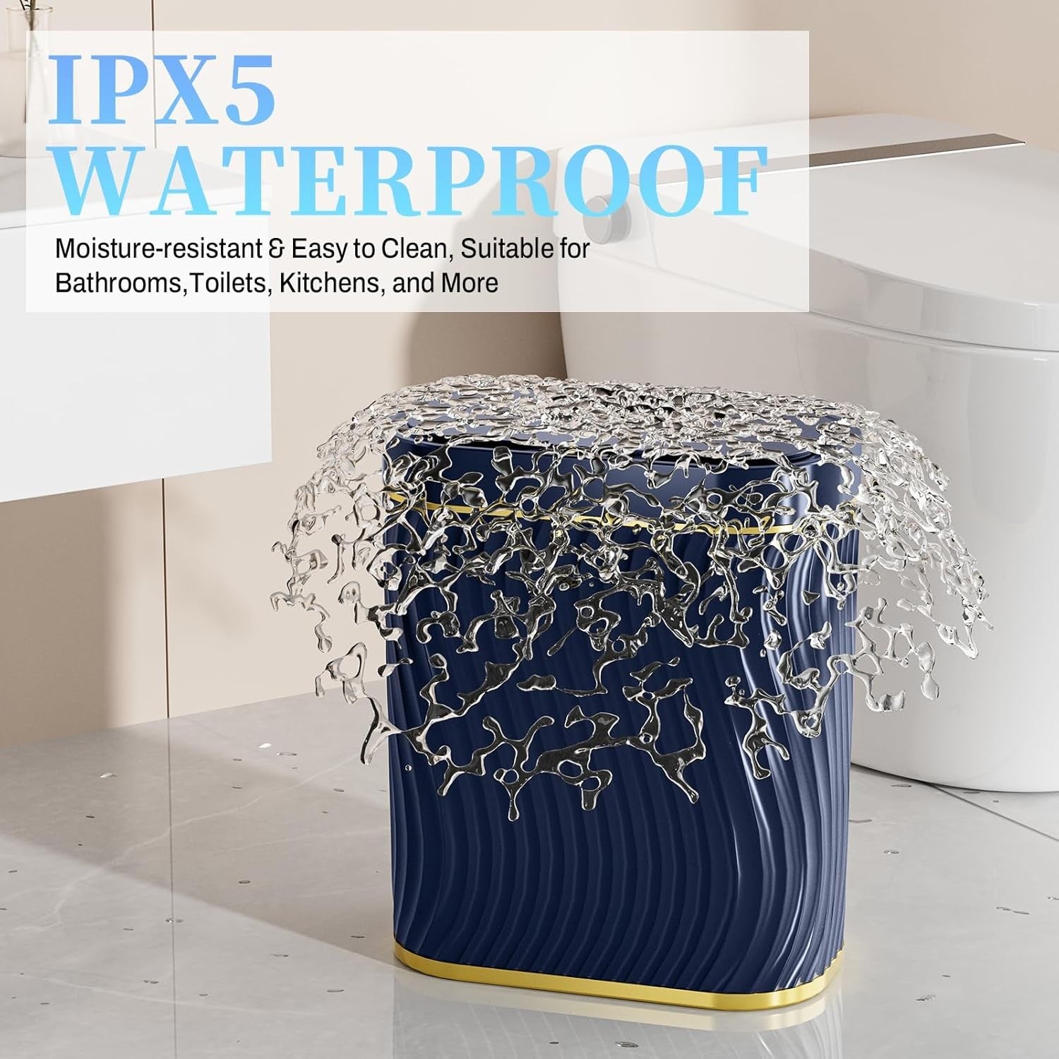 2.6 Gallon Touchless Bathroom Trash Can Slim Waterproof Smart Bin