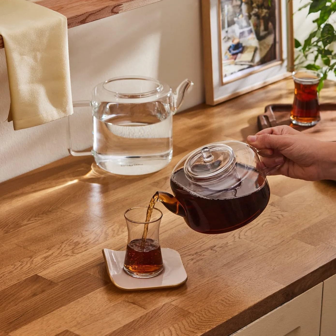 Glass Turkish Tea Maker 2.9L Borosilicate Teapot Set Dishwasher Safe