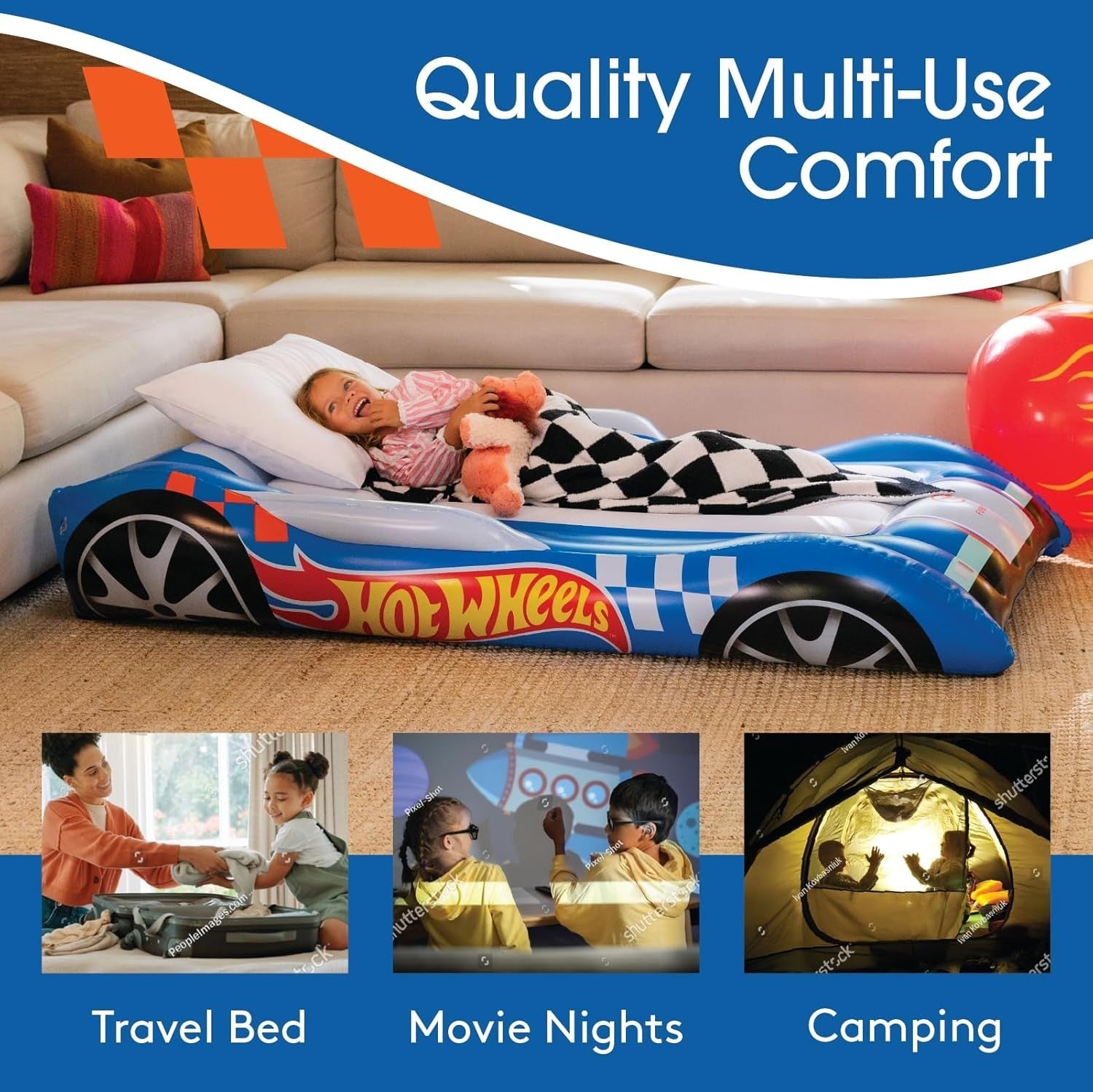 Kids Air Mattress Twin Bed – Sleepover Flocked Inflatable with Carry Bag