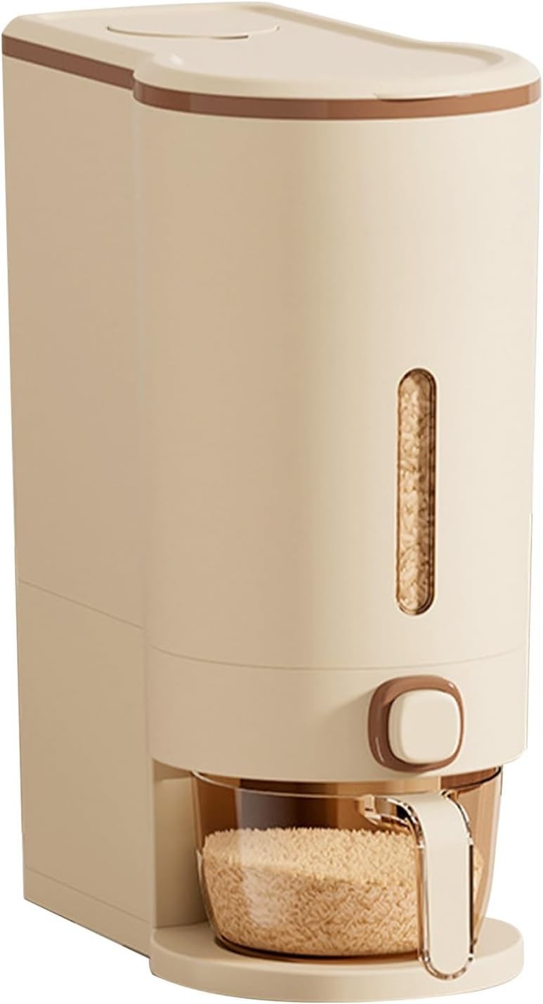 10KG Press Rice Dispenser Sealed Storage Container Transparent Window