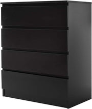 Black 4 Drawer Chest Bedroom Storage Unit Modern Tall Cabinet 70cm Wide