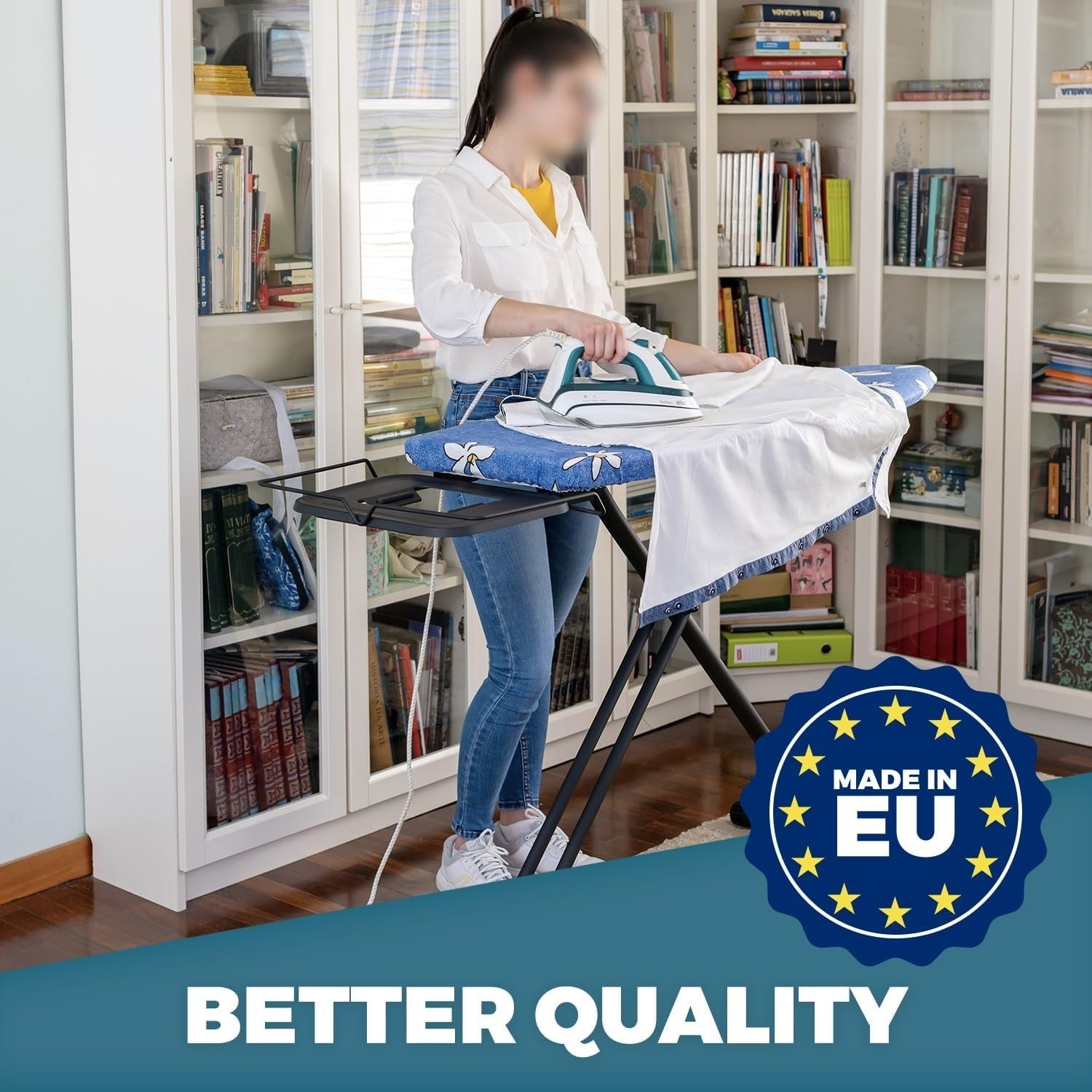 Extra Wide Ironing Board 130x50cm Heavy Duty Adjustable Height Stable