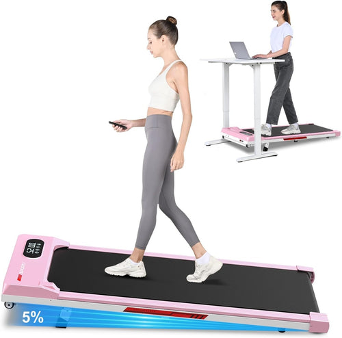 Portable Under Desk Treadmill with Incline, 8km/h Quiet Home Walking Pad