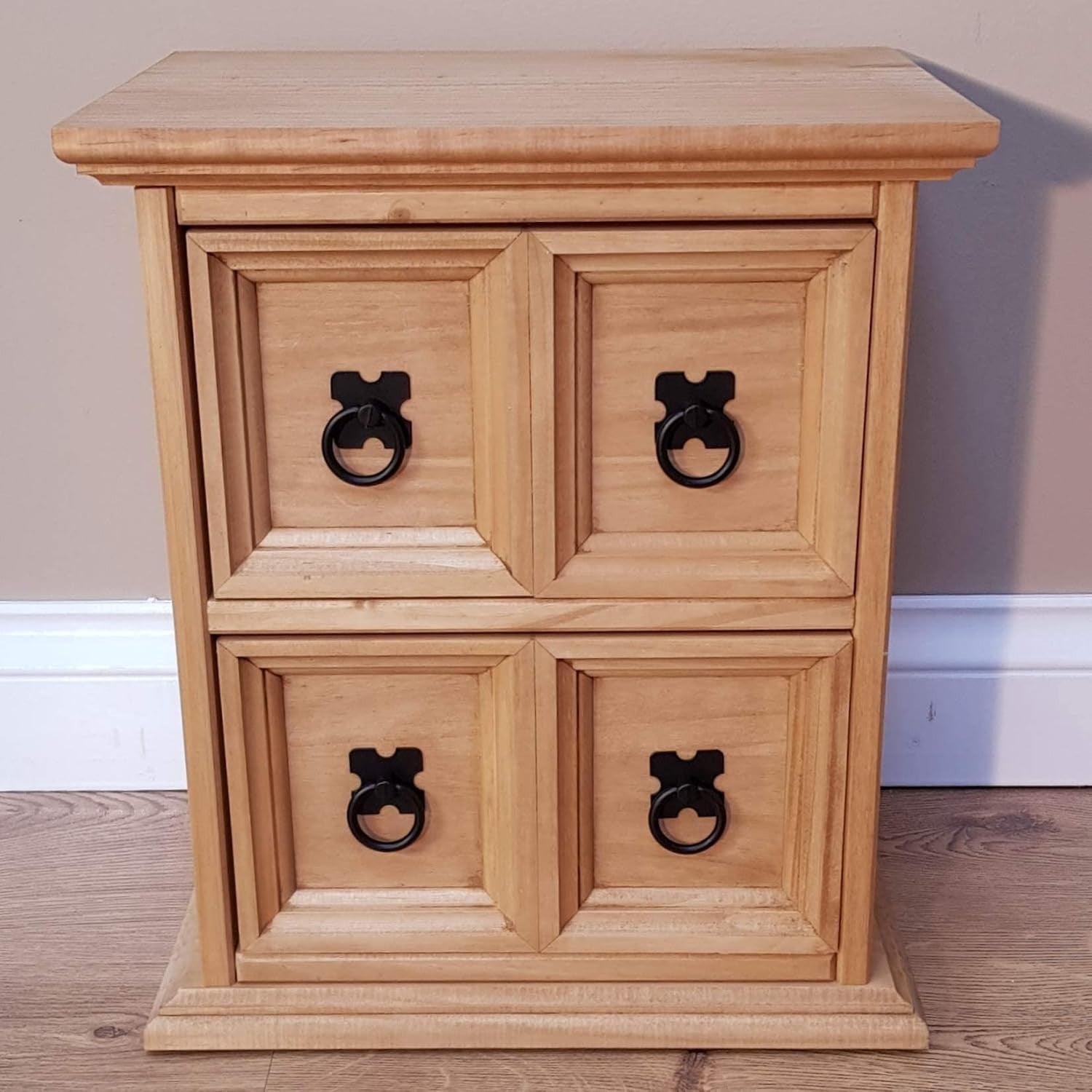 Solid Pine CD Storage Tower 2x2 Cabinet Side Table Wax Finish Wood