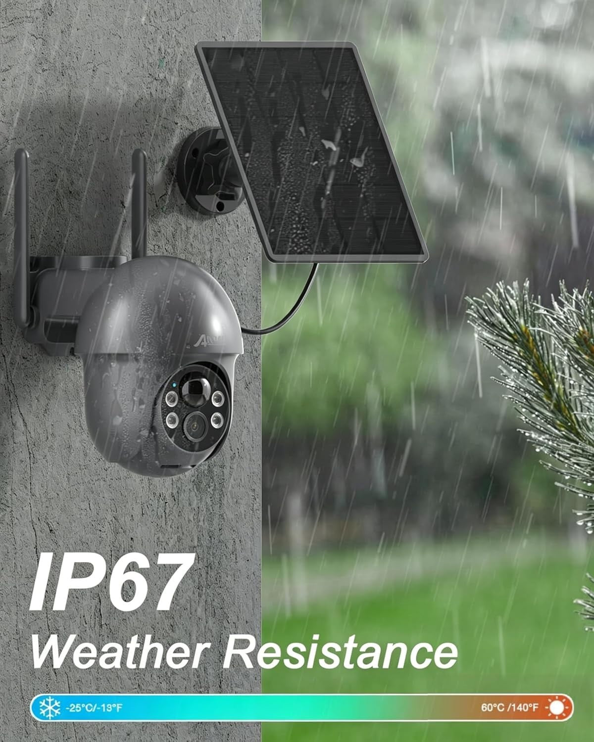 5MP Solar Security Camera Outdoor 360° PTZ WiFi Color Night Vision