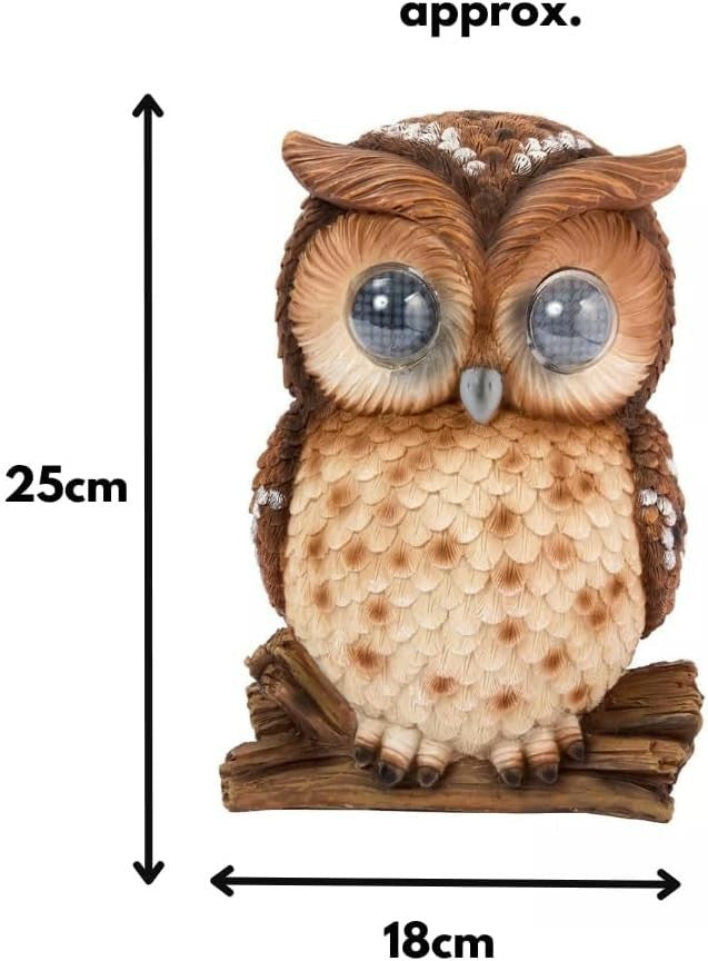 Large Solar Owl Garden Ornament • LED Light-Up Winking Eyes • Outdoor Decor