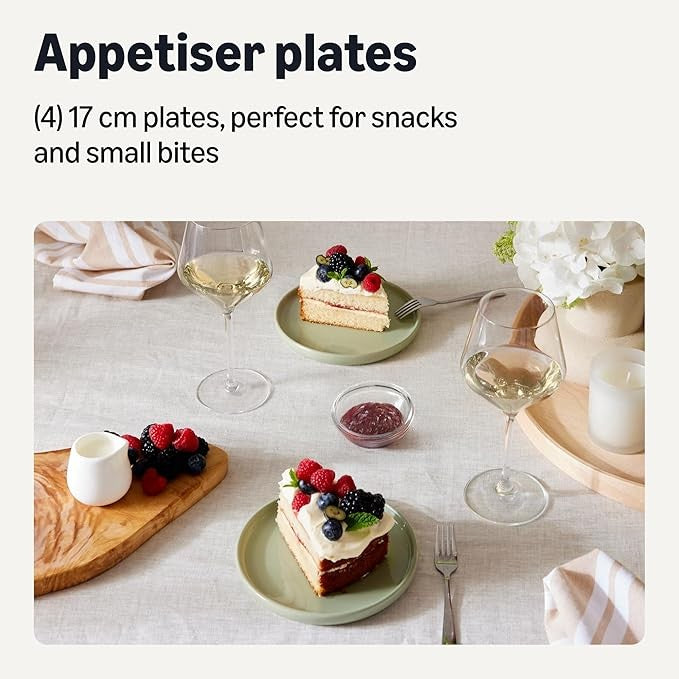 6pc Stoneware Appetizer Plates 17cm Microwave Dishwasher Safe Olive