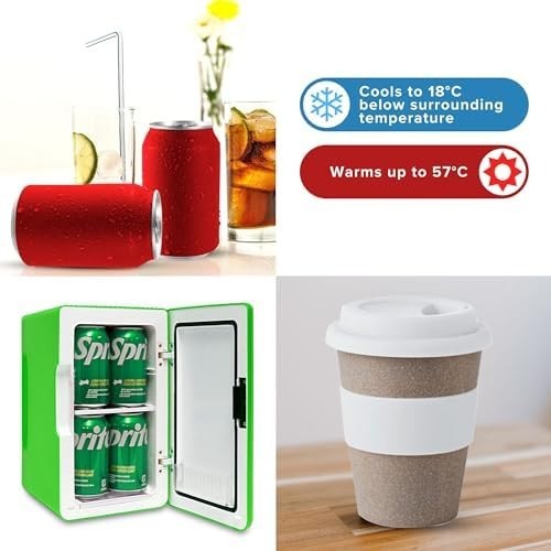 6L Mini Fridge Green Retro Cooler & Warmer Portable 12V AC/DC