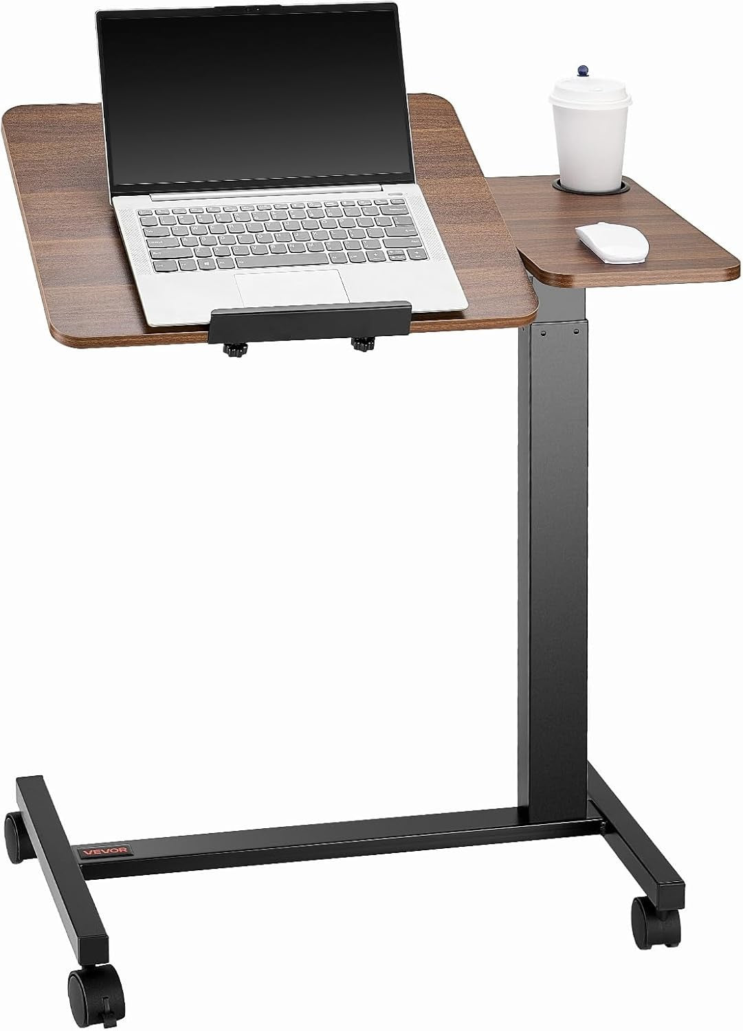 Overbed Laptop Table Height Adjustable Rolling Desk Flip Top Wheels