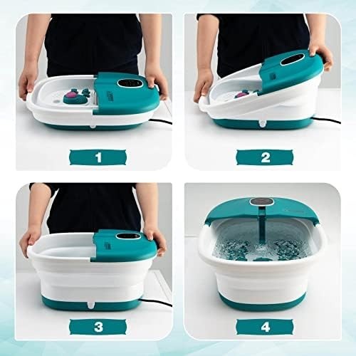 Folding Foot Spa Massager with Heat & Bubbles, Remote, Timer, Pedicure Tub