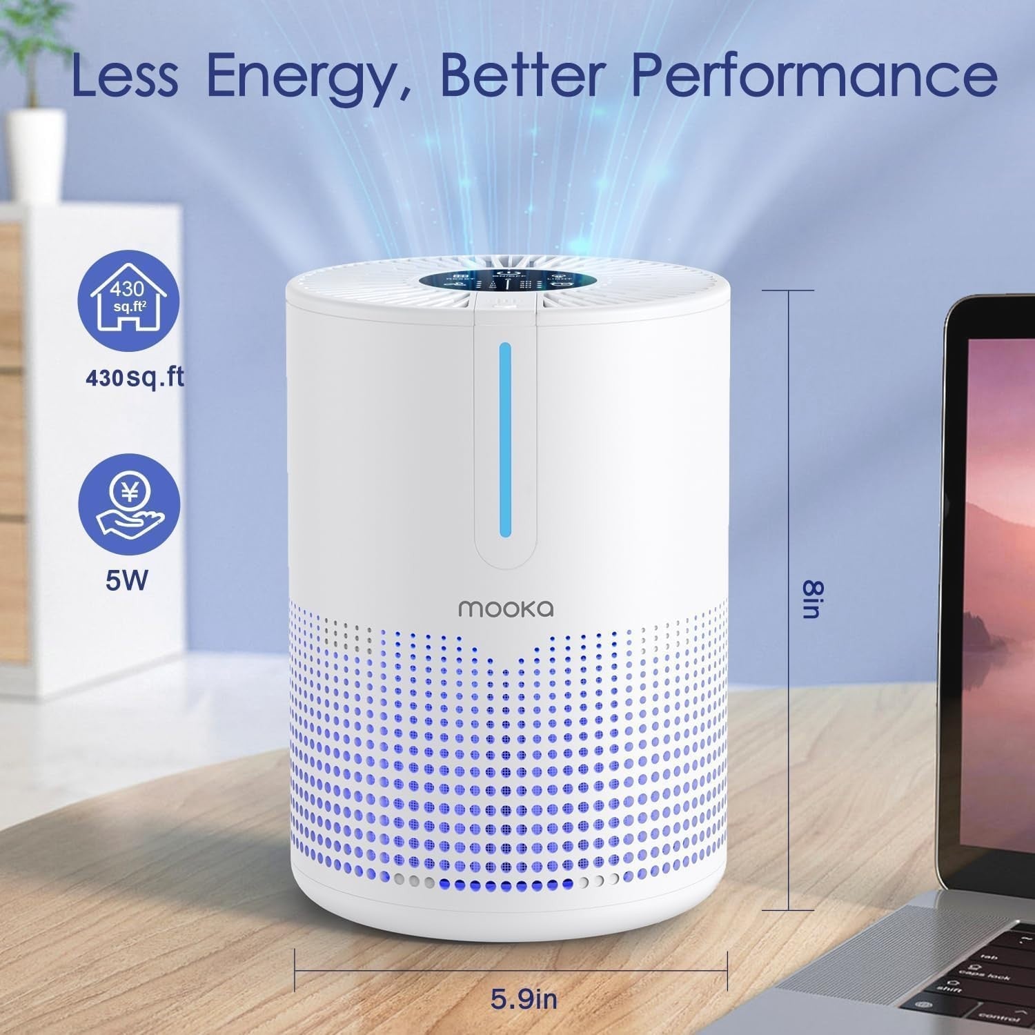 Portable HEPA Air Purifier USB Quiet 15dB Bedroom Desk Car