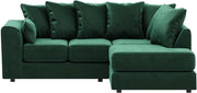 Green L-Shaped 3+2 Seater Corner Sofa - Plush Fabric Modular Couch (Right Hand)