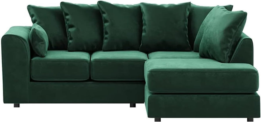 Green L-Shaped 3+2 Seater Corner Sofa - Plush Fabric Modular Couch (Right Hand)