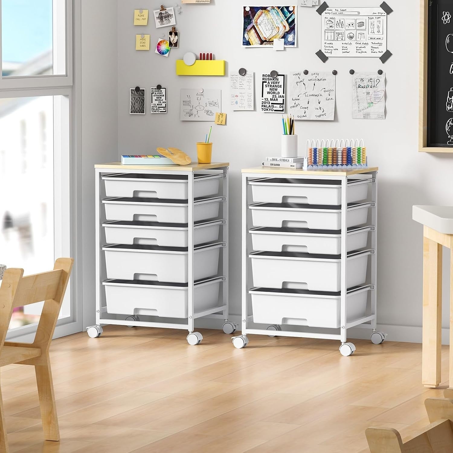 White 6 Drawer Rolling Storage Cart Utility Organizer Trolley Wheels