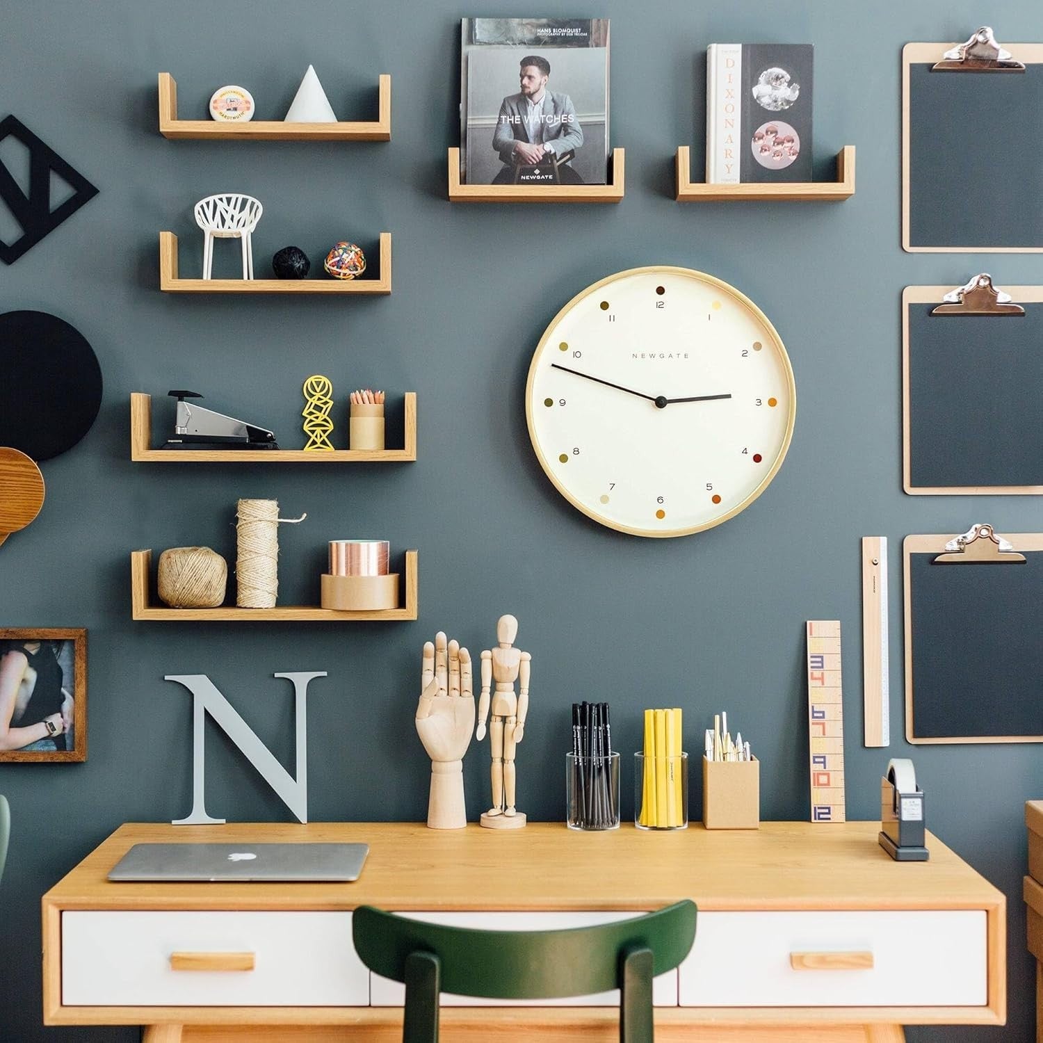 40cm Silent Wall Clock Minimalist Plywood Dot Dial Scandinavian Design