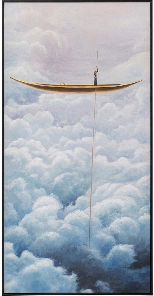 Cloud Boat Abstract Canvas Wall Art 60x120cm Framed Modern Living Room Decor