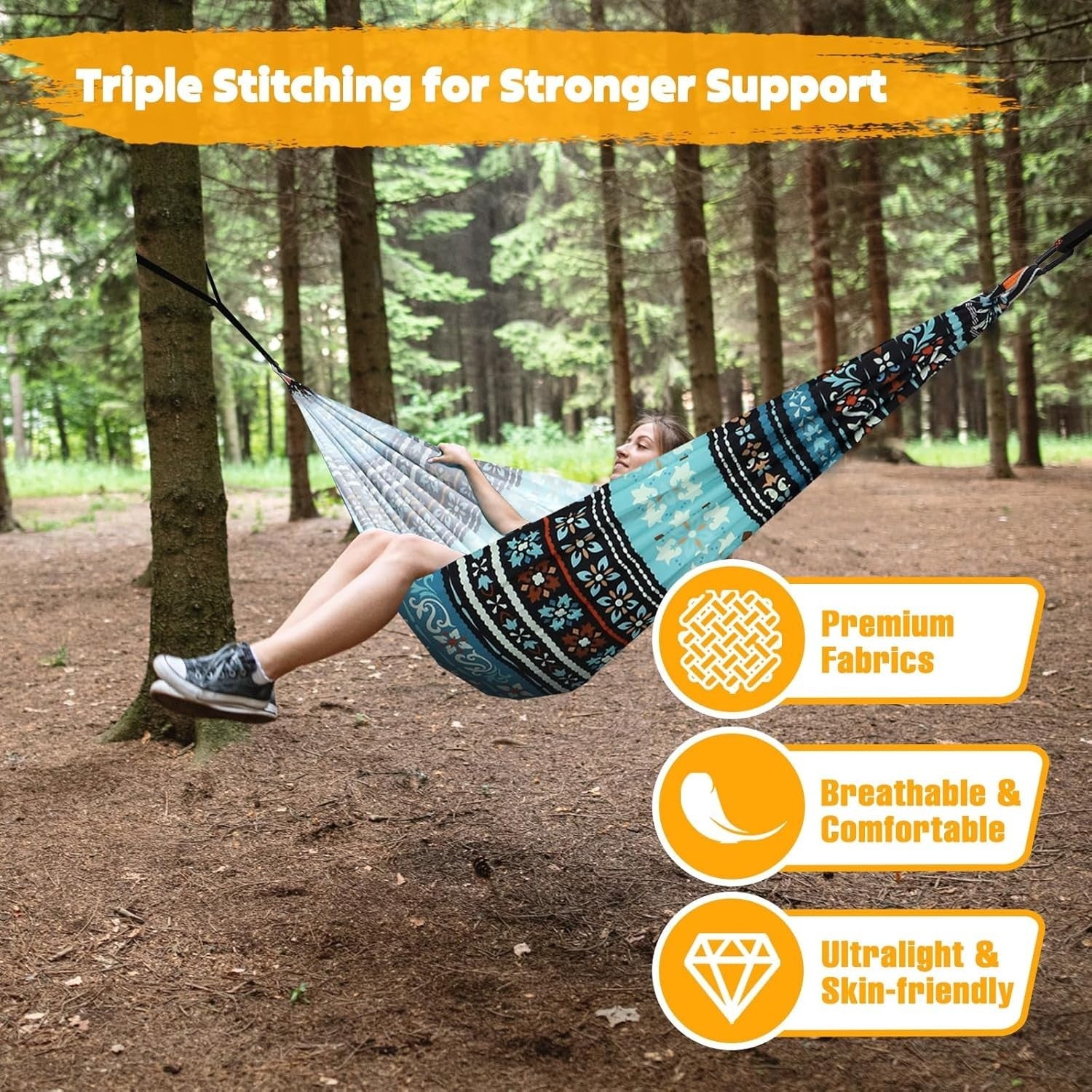 Portable Travel Hammock 300kg Load | Quick-Dry | 275x140cm | Indoor Outdoor