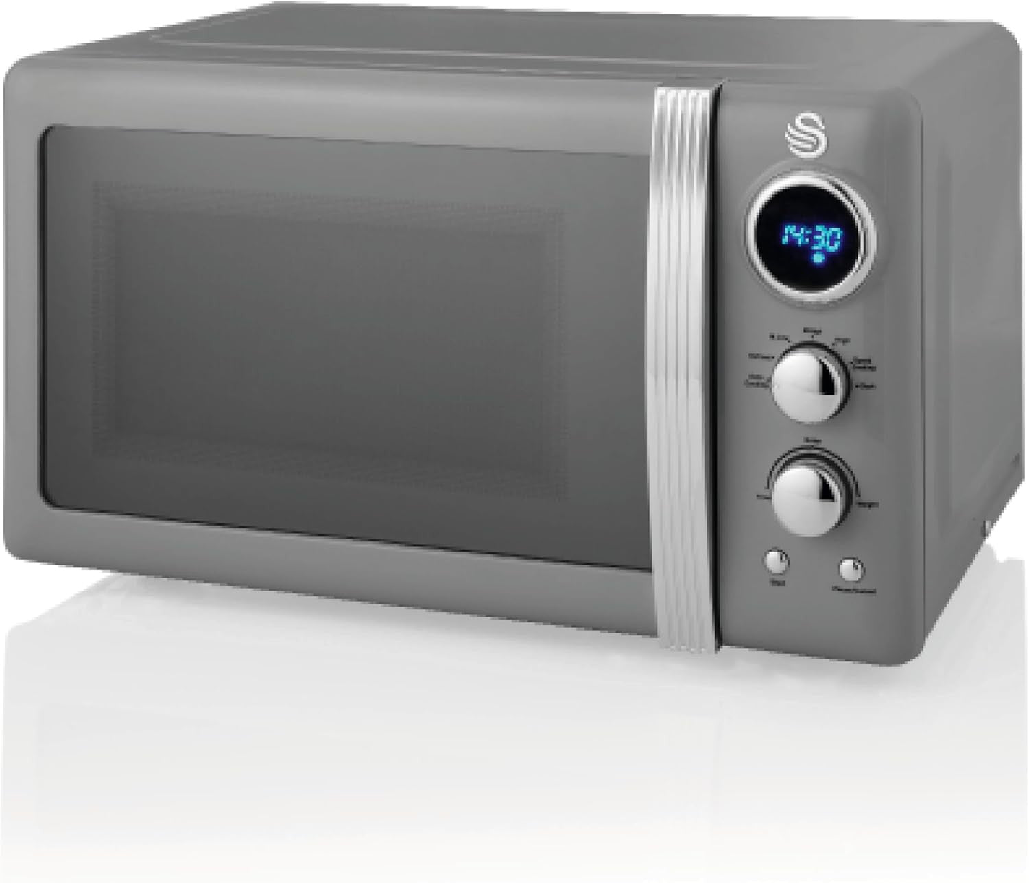 Grey 20L Retro LED Microwave 800W 6 Power Levels Defrost