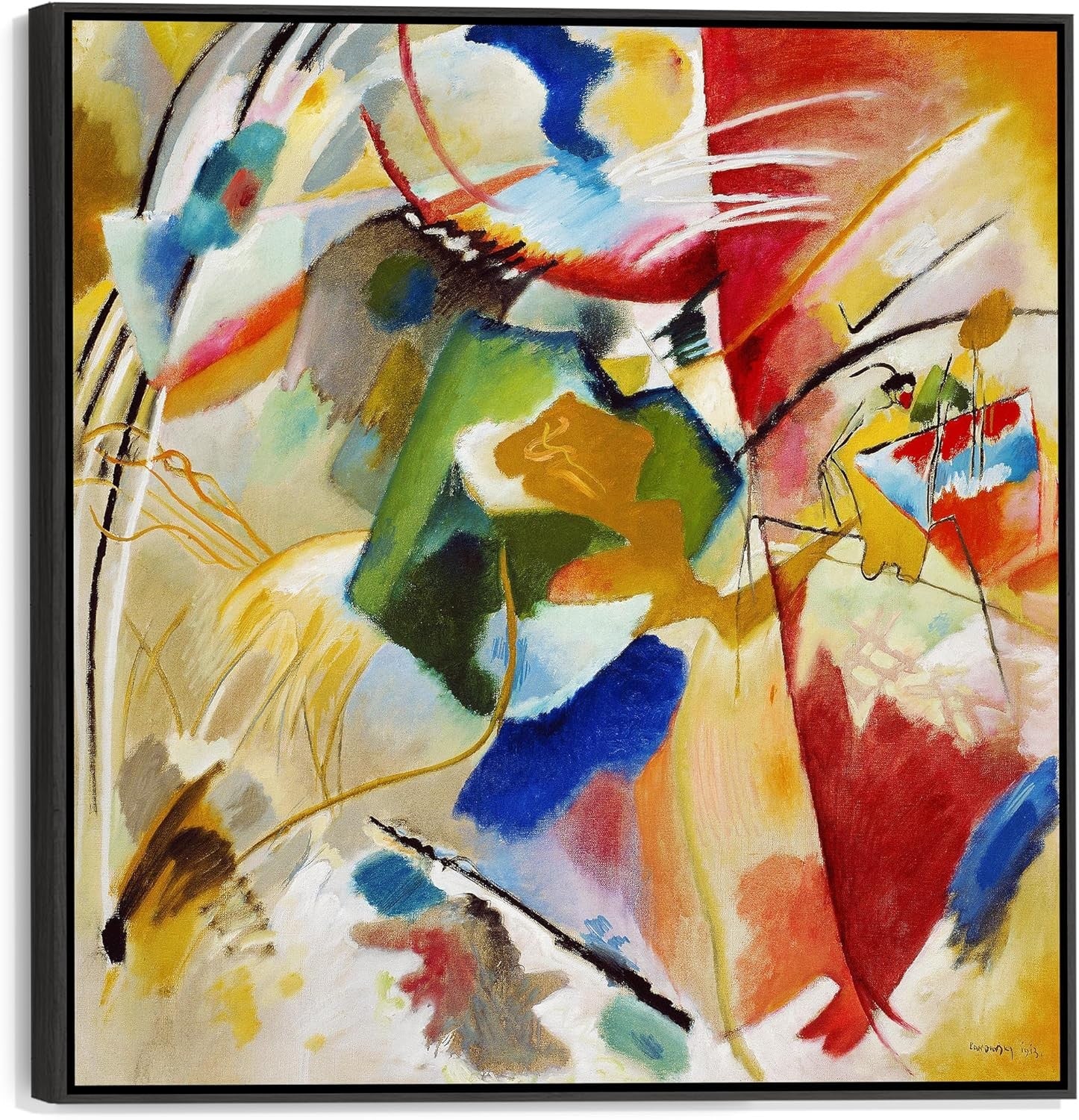 Large Abstract Canvas Wall Art 100x100cm Framed Colourful