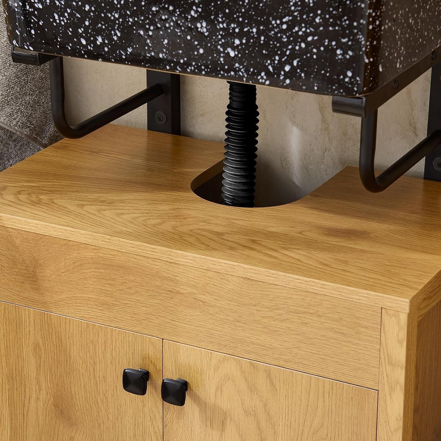 Light Oak Bathroom Vanity Cabinet 60cm Under Sink Storage Unit with Double Doors