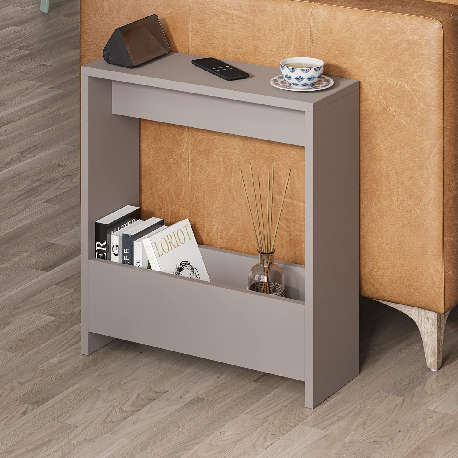 Space-Saving Side Table with Magazine Rack – Stylish Storage & Small Footprint