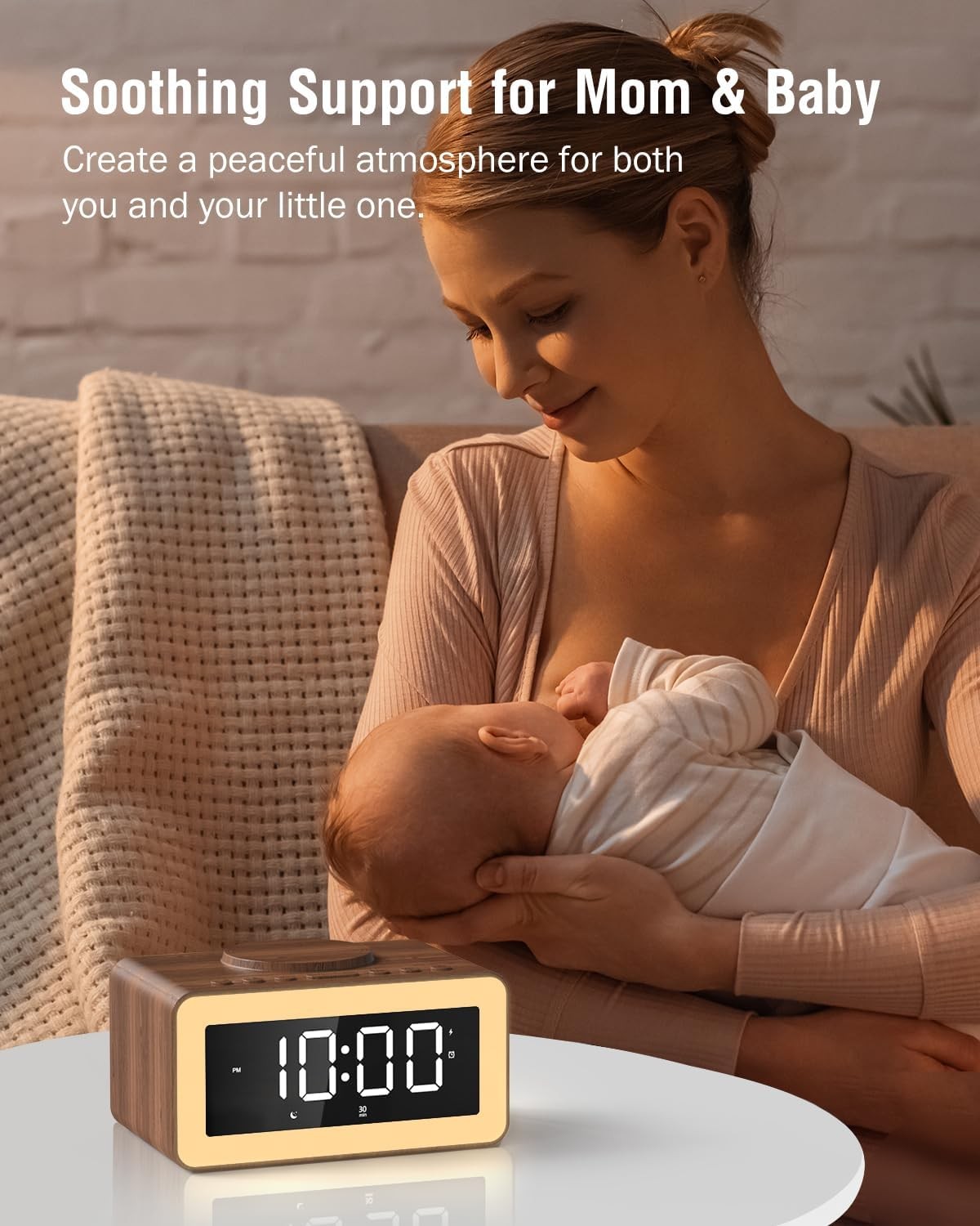 Wireless Charging Alarm Clock Bluetooth Speaker White Noise RGB Night Light